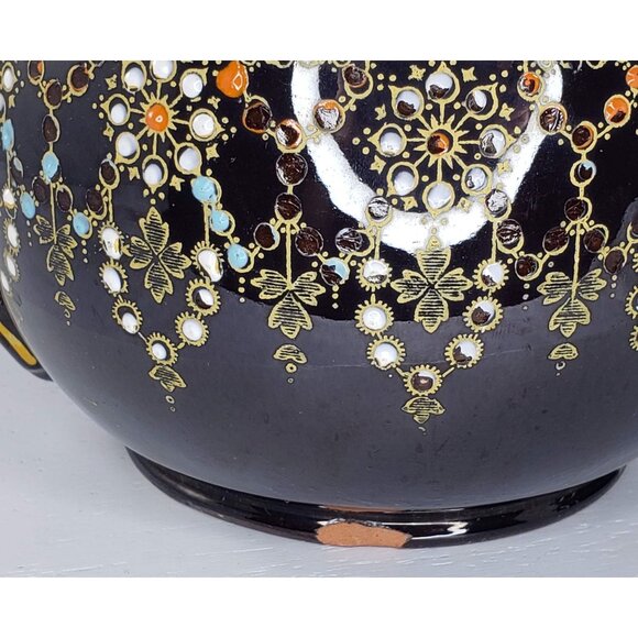 England Sudlow Teapot 3983 Black Dark Brown Vintage WWII Chipped - Picture 5 of 12